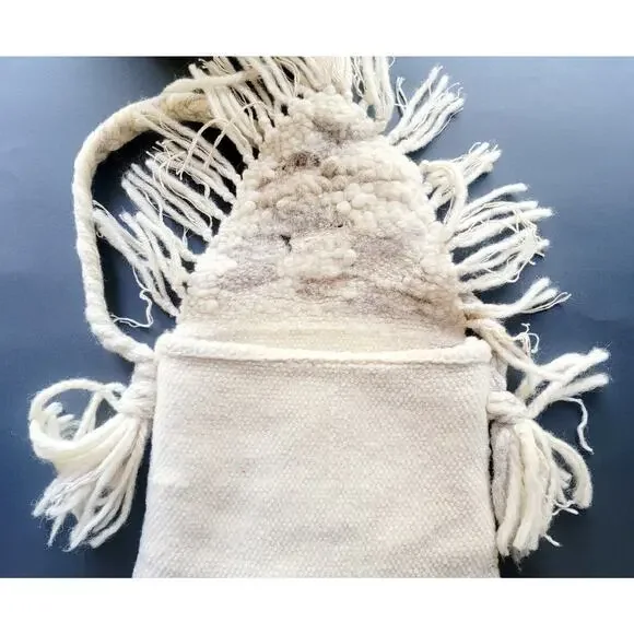 Vintage Handwoven Wool Fringe Purse Boho Artisan Bag - Picture 3 of 12